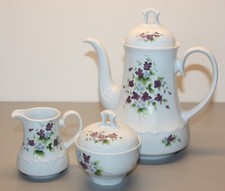 Mitterteich Veilchenmuster Kaffeekern (Kanne, Milch- und Zucker)