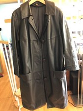 BWS MODELL Ledermantel Herren Damen Gr 50 52 schwarz schwer abnehmbarer Kragen