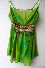 Apartes Trägertop ALEXIA Gr.36/38 Brokatborte Perlen Empire-Stil Wickeloptik