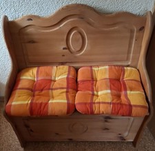 Truhenbank Sitzbank mit Stauraum und Polster - Massivholz natur - 83x80x50 cm-