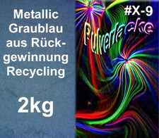 PULVERLACK 2kg Rückgewinnung Graublau Metallic Blau Pulverbeschichtung Recycling