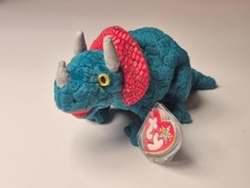 Ty Beanie Babies Collection Hornsly der Triceratops Dinosaurier mit Tag 2000