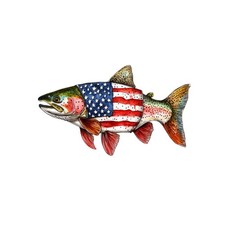 4x red white blue fish sticker