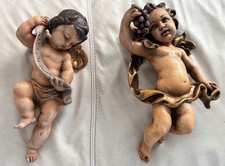 Große Holzengel Putten Paar -handgeschnitzt und handbemalt 40cm