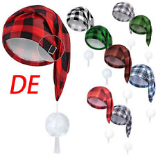 DE Unisex Zipfelmütze Plaid Schlafmütze Nachthemd Nachthaube mit Pom Ball