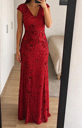 Damen abendkleid rot lang - abendkleid,