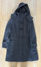 Damen Mantel Gr. M Mit Kapuze Grau Stoffmantel Übergangsmantel
