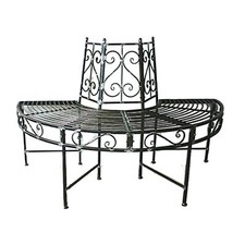 Baumbank Halbkreis 124x63x82cm Gartenbank Sitzbank Bank Eisenbank Rost-Optik