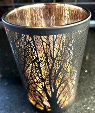 Kerzenhalter Teelichthalter Glas schwarz innen Kupfer schwer 18 x12 Kerzenstände