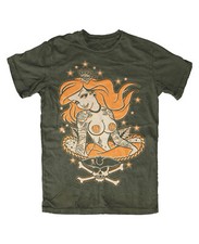 Mermaid Tattooed Pin Up T-Shirt Oliv Gothic Rockabilly Tattoo Biker Kult Fun