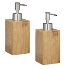 2x Seifenspender Bambus Pumpspender 240ml Seife Bad Badezimmer Soap Dispenser