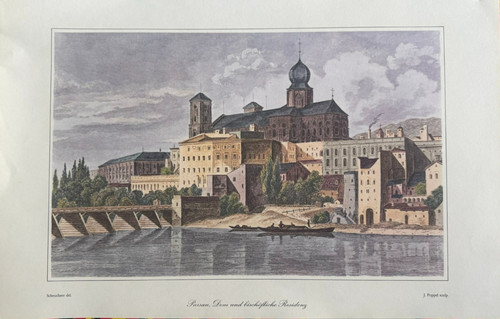 Kolorierter stahlstich dom - kolorierter,