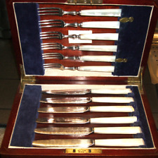 12 tlg. Obstbesteck von Mappin & Webb - Princess Plate in Original Holzschatulle