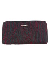 DESIGUAL Geldbörse Damen Schwarz Grafisch Stickerei Portemonnaie Elegant