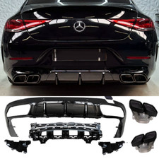 ✅ HECKDIFFUSOR + AUSPUFFBLENDEN SCHWARZ FÜR MERCEDES CLS C257 X257 63 AMG OPTIK