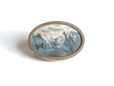 Vintage Brosche Seidenmalerei