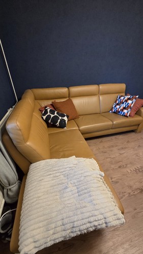 Ecksofa leder beige - ecksofa,