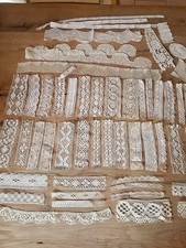 Antik Spitzen Spitze Handarbeiten Bordüre VINTAGE Bogenkante Alt
