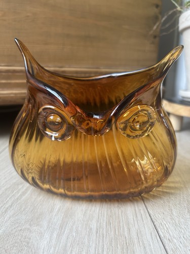 Vintage bernstein glas - vintage, eule