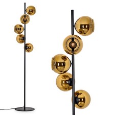 HOFSTEIN Cesaro Stehlampe Metall/Glas Schwarz/Goldfarben Wohnzimmer Stehleuchte