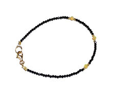Schwarz Spinell mit Welo Opal Armband Edelstein farbspiel Edel  19 cm
