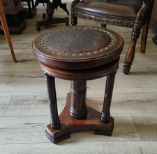 Klavierhocker höhenverstellbar um 1900 Jugendstil Gründerzeit geprägtes Leder