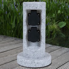 Steckdosensäule Mehrfachsteckdose Energiesäule Steinoptik Gartensteckdose 2-fach