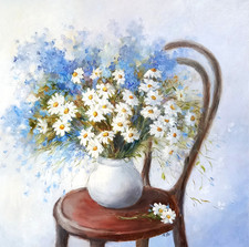  Gemälde neu Original Ölbild 50x50 Blumenstrauß Stillleben handgemalt Unikat