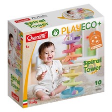 Quercetti Play Eco+ Spiralturm Evo Set für Babys und Kleinkinder, Murmelbahn
