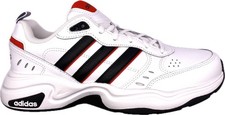 adidas Herren Strutter Weiß Rot Sneaker Sportschuhe Turnschuhe Schuhe NEU