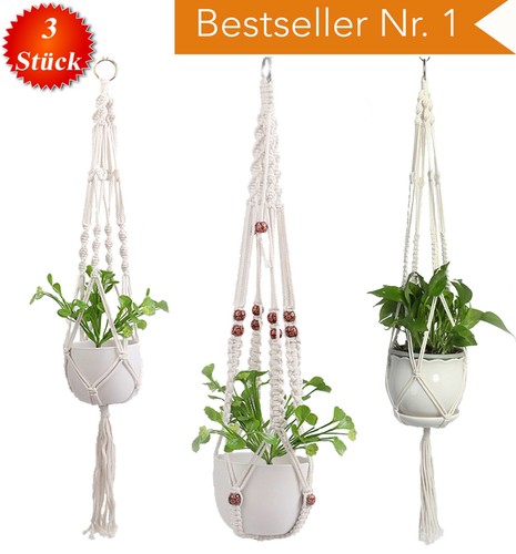 Premium makramee blumenampel - premium,