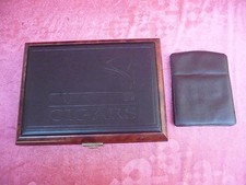 schöne Holz-Schatulle__Zigarrenkiste__Edelholz-Leder__+ Zigarren-Lederetui !