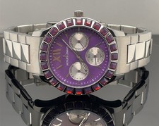 EXCLUSIVER DAMEN CHRONOGRAPH MIT KRISTALLEN PINK / LILA ZB # SCHMUCKJAGD