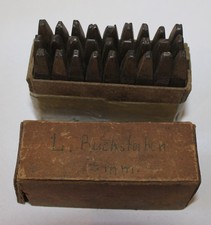 3 mm , Schlagbuchstaben, Punziereisen in Papphülle vollständig, wie auf Bildern