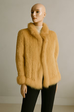 Luxus Pelzjacke Madeleine Echtpelz Blaufuchs & Kaninchen beige 40/42 neuwertig