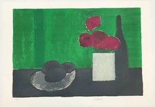 Bernard Cathelin : »Nature morte à l’assiette d’avocats«, Lithographie
