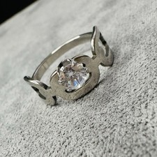 Ring silber Herz Zierstein Cutout Größe 56 Damen Schmuck romantisch