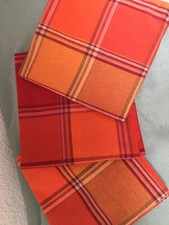 3 Kissenbezüge 40/40, Orange-rot karo, Landhausstil, neu