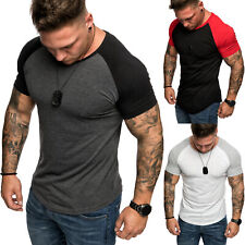 Oversize Doppel Farbig Herren Slim-Fit Crew Neck Basic T-Shirt Rundhals 1-0015