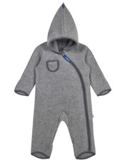 finkid Fleece-Overall PUKU WOOL mit Zwergenkapuze in charcoal / grau - Gr. 70 80