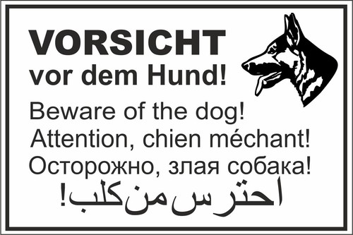 Schild vorsicht vor - vor, hund