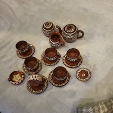 Pfauenauge Tee-Service Braun Bulgarien Keramik 16 Teile Tlg.