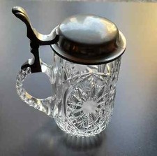 Kristall Bierglas mit Zinndeckel