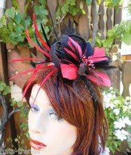 Kopfschmuck Facinator in Schwarz/Rot Hochzeit  Anlasshut  Ascot Fest  Ball