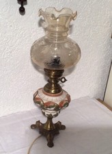 Keramik Messing,Tischlampe, Handbemalt, Lampe ca.1960