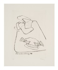 Maria Lassnig, Radierung, signiert und nummeriert.