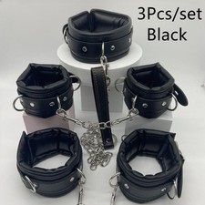 3pcs Set Schwarze PU Leder