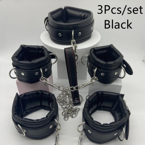 3pcs set schwarze leder - schwarze,