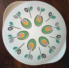 Tortenplatte Grünstadt Keramik, Vintage 31x35cm, 50er - 60er Jahre