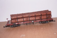 BOD/R] Liliput 95752 Spur G Flachwagen / Rungenwagen braun DR beladen mit Stämme